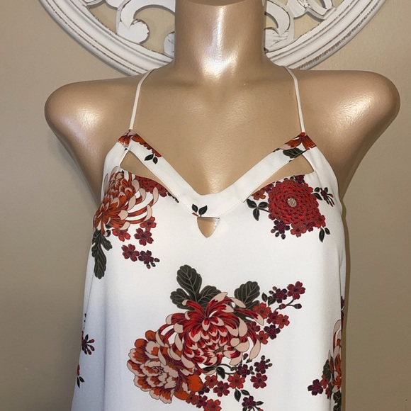 Express women’s medium 8 10 top blouse white red Floral print reversible - Picture 2 of 10